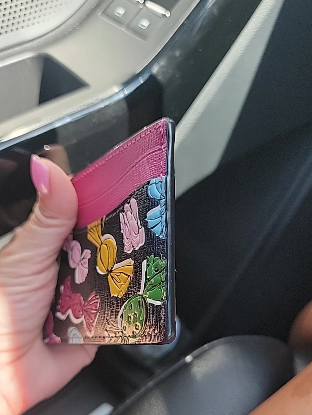 kate spade Black Leather Embossed Candy Wrapper Card Holder